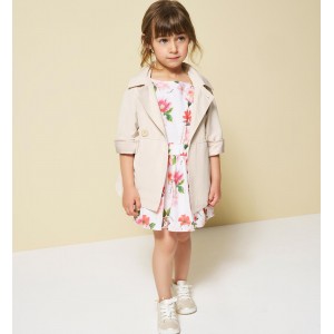 Rochie fete Sarabanda din poplin elastic cu imprimeu floral și talie elastică, 0.B230PV25 Rochie fete Sarabanda din poplin elastic cu imprimeu floral și talie elastică, 0.B230PV25