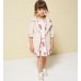 Rochie fete Sarabanda din poplin elastic cu imprimeu floral și talie elastică, 0.B230PV25