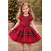 Rochie Fetiță iDO Roșie Tartan cu Tull Interior și Fermoar Invizibil, 4.A578TI24RO