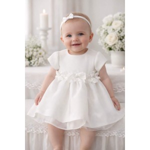 Rochie de botez pentru fetițe iDO din Punto Milano și organza, elegantă și delicată, 4.F096TI25ALB
