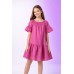Rochie fete Sarabanda din bumbac 100% roz, cu volane și elastic la gât, lungime până la genunchi, 0.6813PV23MV