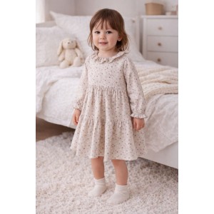 Rochie fetițe iDO din viscoză cu imprimeu stele și volane, elegantă, până la genunchi,4.7565TI23LIL