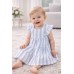 Rochie Minibanda pentru bebe fetițe cu dungi bleu și albe, volănașe și funde la spate, 3.8740PV24BL