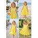 Rochie fete Sarabanda galbenă, bumbac elastic, cu volane și aplicație fluture, 0.8348PV24GA