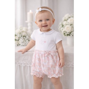 Salopetă iDO pentru fetiță din bumbac elastic cu imprimeu baloane roz, confortabilă, 4.8161PV24RZ