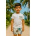 Set băieți Sarabanda din bumbac elastic cu tricou și pantaloni scurți cu imprimeu tropical, 0.B162PV25ALB Set băieți Sarabanda din bumbac elastic cu tricou și pantaloni scurți cu imprimeu tropical, 0.B162PV25ALB