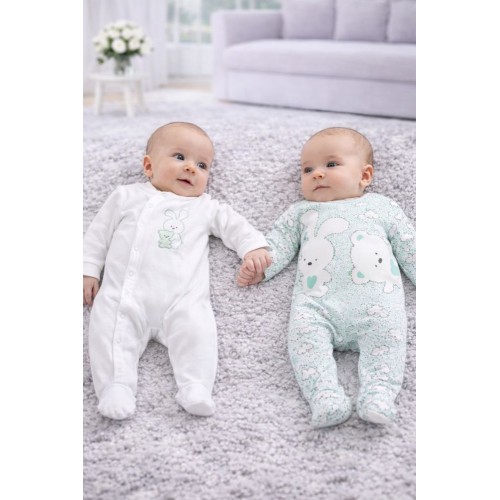 Set 2 salopete lungi bebe iDO din bumbac cu imprimeu, închidere cu capse, 4.4173PV22VER Set 2 salopete lungi bebe iDO din bumbac cu imprimeu, închidere cu capse, 4.4173PV22VER