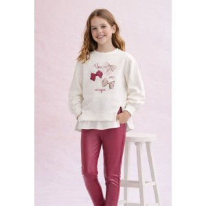 Set fete Sarabanda bluza hanorac cu fundite si colanti din piele ecologica,0.7260TI23ZM