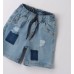 Pantaloni scurți din denim pentru băieți Sarabanda cu aspect uzat și patch-uri, 0.B153PV25ABS