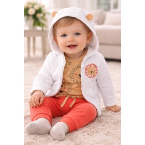 Trening iDO băieți din bumbac 100%, set 3 piese cu hanorac, bluză și pantaloni, bebeluși, 4.8056PV24PO