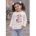Tricou maxi pentru fetițe iDO din bumbac cu imprimeu pisicuță și aplicații strălucitoare, 4.F299TI25ALB