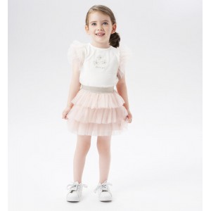 Tricou cu mâneci tull pentru fete, I Do, 4.6320PV23RZ