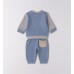 Set bebeluși Minibanda două piese gri-albastru, hanorac cu broderie și pantaloni, 3.F634TI25GR