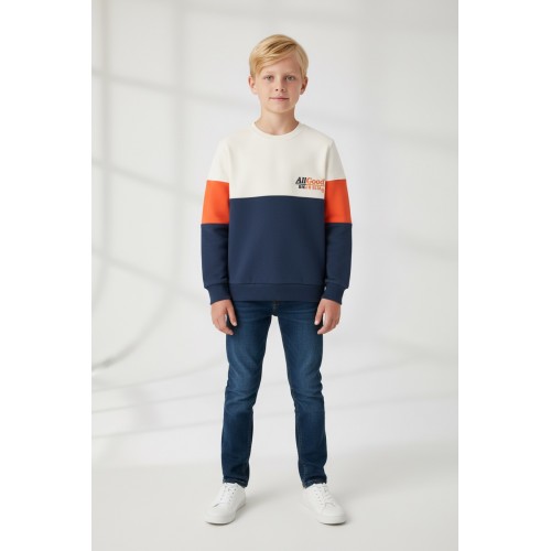 Hanorac băieți iDO cu interior flaușat și design tricolor – model All Good Biker Club,4.7703TI23ORG Hanorac băieți iDO cu interior flaușat și design tricolor – model All Good Biker Club,4.7703TI23ORG