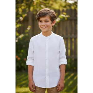 Cămașă băieți Sarabanda din in 100% cu guler tunică – stil lejer și elegant, 0.8605PV24AB