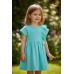 Rochie fetiță Sarabanda turcoaz din bumbac elastic cu volan decorativ, 0.B231PV25TU