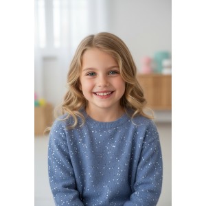 Pulover tricotat iDO pentru fete cu paiete decorative – confort și eleganță,4.7894TI23BL