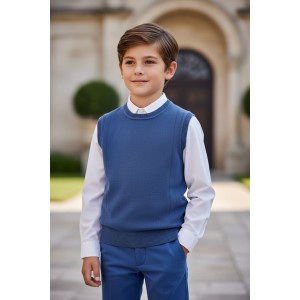 Vesta tricotată pentru băieți iDO din bumbac, lână și poliamidă – confort și eleganță, 4.7772TI23ABS