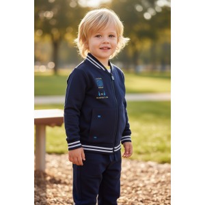 Trening băieți Sarabanda din material polar – hanorac cu fermoar și pantaloni cu talie elastică, 0.A002TI24NA