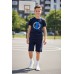 Compleu iDO pentru băieți, tricou cu imprimeu baschet și pantaloni scurți cu șnur, jerseu bumbac 100%, 4.8226PV24NAV