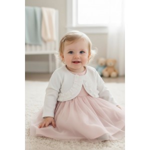 Cardigan fetiță iDO din jerseu de bumbac elastic cu volane și închidere frontală, 4.6175TI23CRU