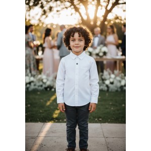 Cămașă băieți Sarabanda cu mânecă lungă din bumbac elastic – model uni elegant,0.A120PV24ALB