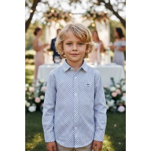 Cămașă băieți iDO din bumbac elastic cu micromodel geometric, 4.7492TI23BLM