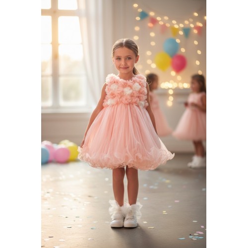 Rochie elegantă fetițe Sarabanda din tull cu flori aplicate – colecția S Premium, 0.8262PV24RZ Rochie elegantă fetițe Sarabanda din tull cu flori aplicate – colecția S Premium, 0.8262PV24RZ