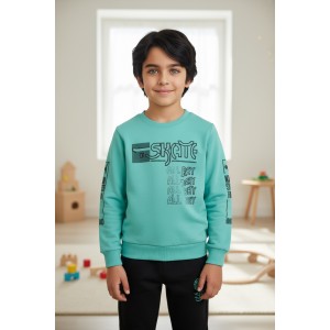 Trening băieți Sarabanda din jerse gros periat – hanorac cu imprimeu și pantaloni comozi,0.7003TI23AQ